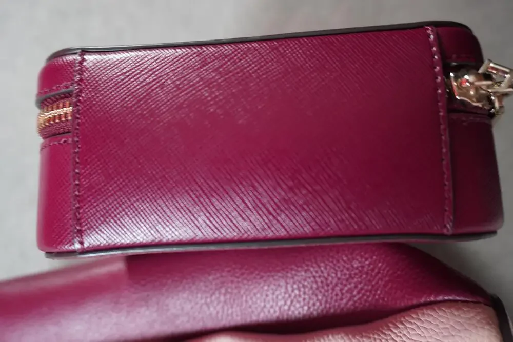 Kate Spade Satchel Bag Womens Small Burgundy Leather Cat Face Top Handle Zip